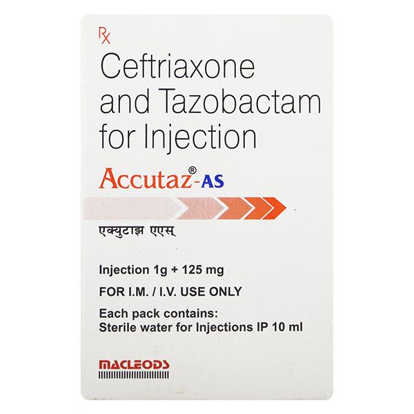 Medicine Name - Accutaz As 1000Mg/125Mg InjectionIt contains - Ceftriaxone (1000Mg) + Tazobactum (125Mg) Its packaging is -1 Injection in a vial