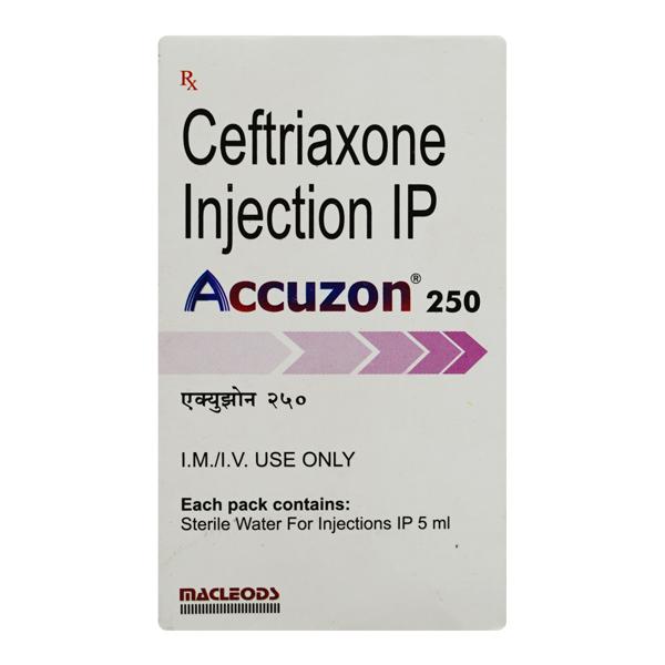 Medicine Name - Accuzon 250 InjectionIt contains - Ceftriaxone (250Mg) Its packaging is -5ml Powder for Injection in a vial