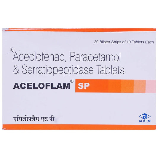 Medicine Name - Acecloflam P TabletIt contains - Aceclofenac (100Mg) + Paracetamol (325Mg) Its packaging is -10 Tablet in a strip