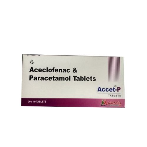 Medicine Name - Accet P 100 Mg/500 Mg Tablet- 10It contains - Aceclofenac (100Mg) + Paracetamol (500Mg) Its packaging is -10 Tablet in a strip