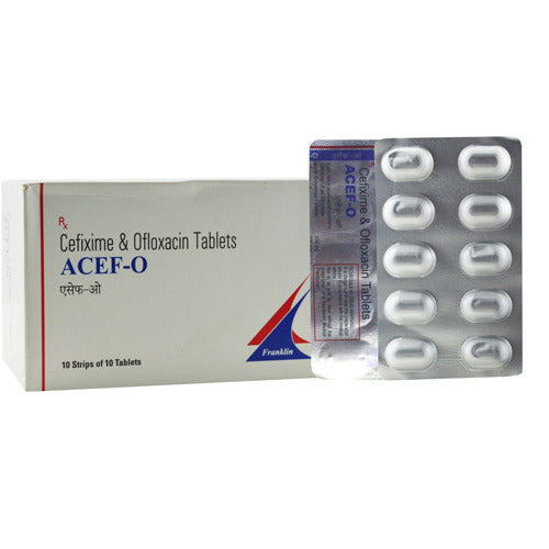 Medicine Name - Acef-O TabletIt contains - Cefixime (200Mg) + Ofloxacin (200Mg) Its packaging is -10 Tablet in a strip