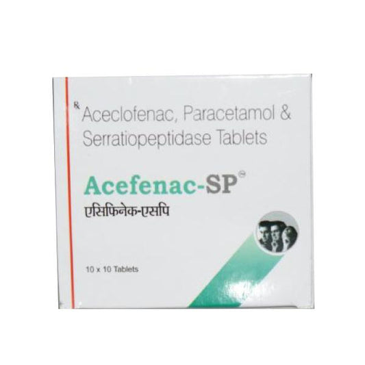 Medicine Name - Acefenac Sp TabletIt contains - Ibuprofen (100Mg) + Paracetamol (15Mg) Its packaging is -10 Tablet in a strip