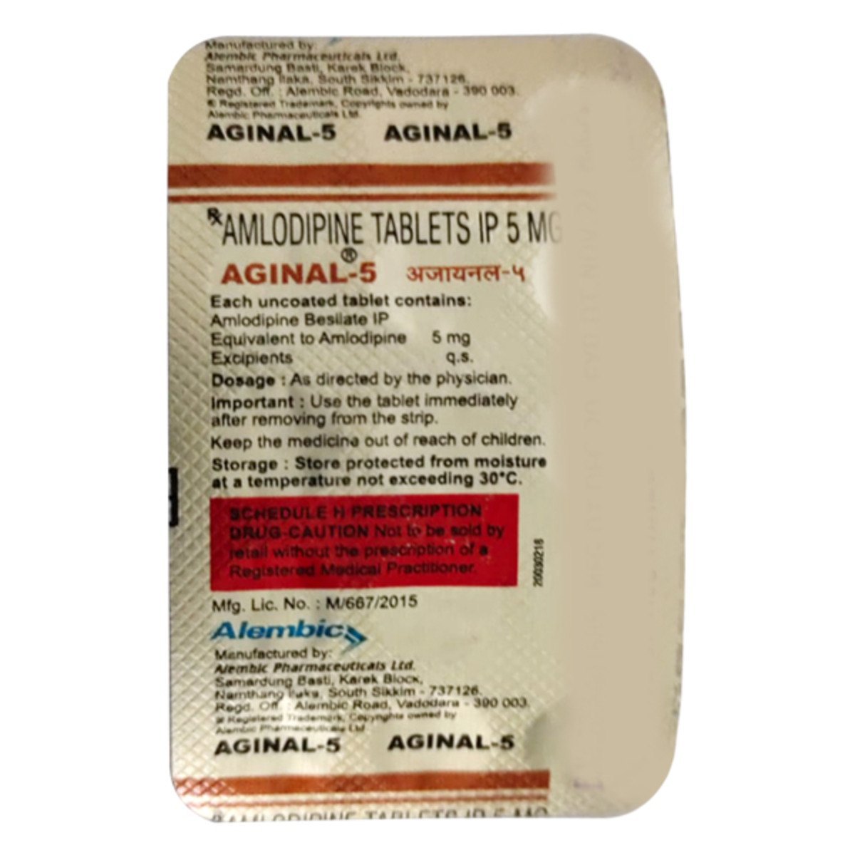 Aginal 5 Mg Tablet 10