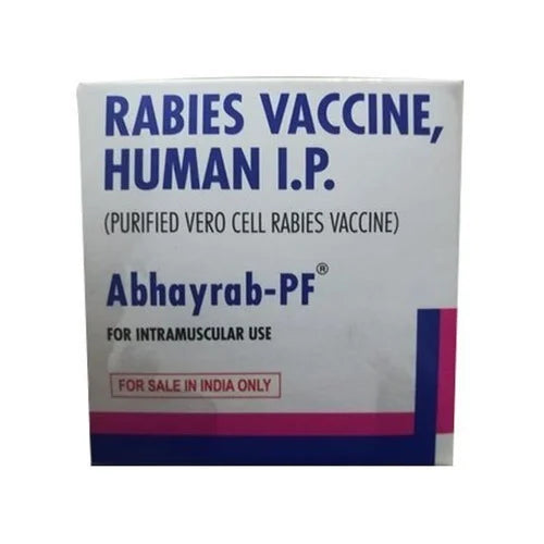 Medicine Name - Abhayrab-Pf Vaccine- 1It contains - Rabies Vaccine, Human (2.5Iu) Its packaging is -1 Powder for Injection in a box