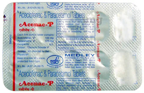 Medicine Name - Acefac P 100Mg/325Mg Tablet- 15It contains - Aceclofenac (100Mg) + Paracetamol (325Mg) Its packaging is -15 Tablet in a strip