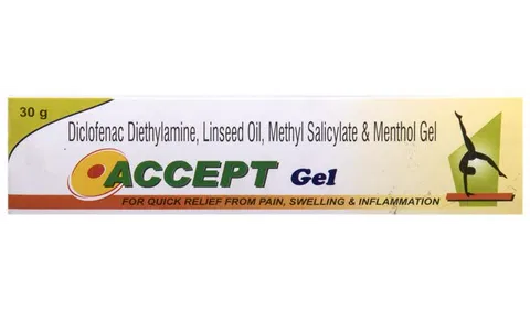 Medicine Name - Accept Gel- 30gmIt contains - Aceclofenac (0.015) + Benzyl Alcohol (0.01) + Linoleic Acid (0.03) + Menthol (0.05) + Methyl Salicylate (0.1) Its packaging is -30gm Gel in a tube