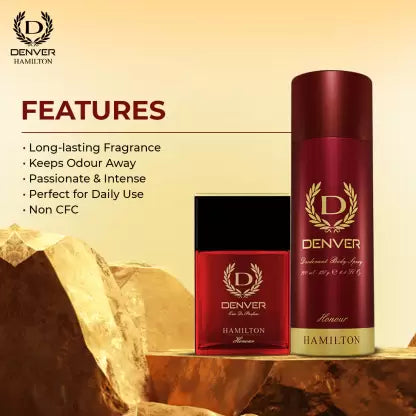 DENVER Honour Gift Set - Deodorant (165ML) + Perfume (60ML), Luxury Perfume Deo for Men