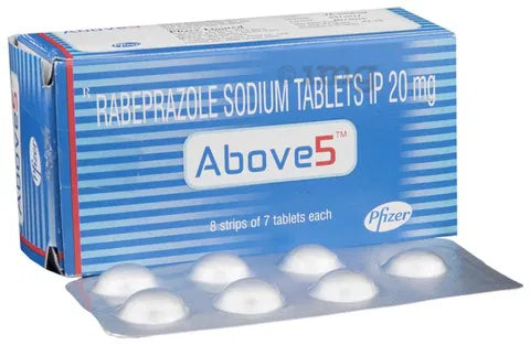 Medicine Name - Above 5 TabletIt contains - Rabeprazole (20Mg) Its packaging is -7 Tablet in a strip