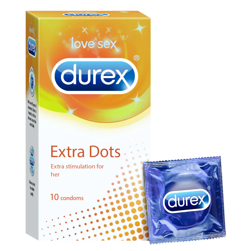 Durex Extra Dots Condoms 10 in 1,Durex Extra Dots Condoms for Men - (10 Pieces)