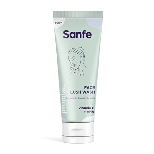 Sanfe.Beauty Promise Vitamin C + AHA Face Lush wash | For All Skin Types, 60gm | Paraben Free, Cleanses Dirt & Unclogs Pores For Men & Women | Retains Moisture Balance for Skin