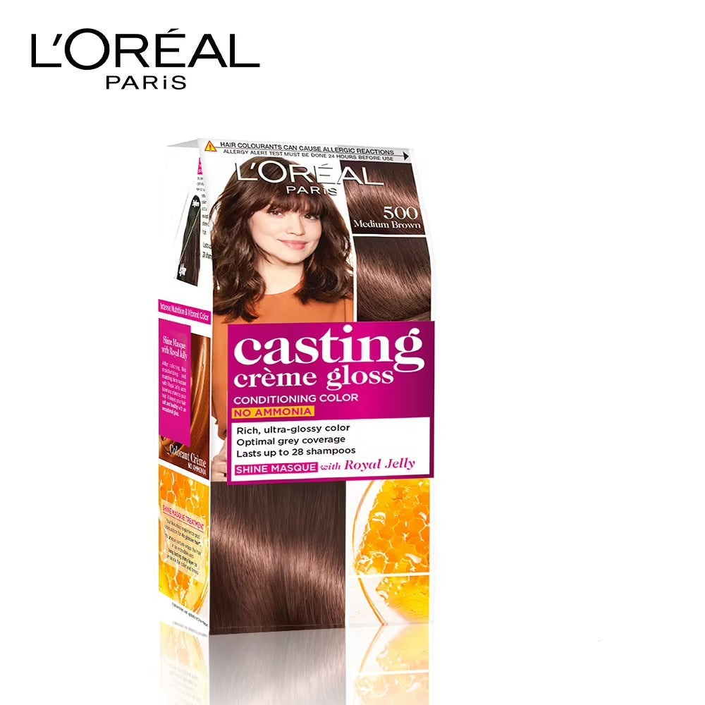 L'Oreal Paris Casting Creme Gloss Hair Color - Medium Brown 500 - 87.5gm+72ml, L'Oreal Paris Casting Creme Gloss Hair Color , best hair  care