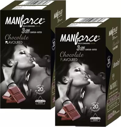 Manforce Wild 3 in 1 Chocolate Flavoured Condoms - (Pack of 2) 20N each
