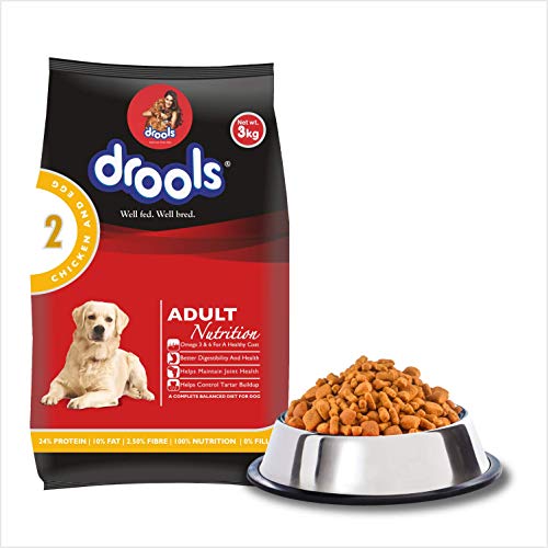 Drools Chicken and Egg Adult Dog Food, 3 kg with FREE 300 gm Bone (20 pieces)