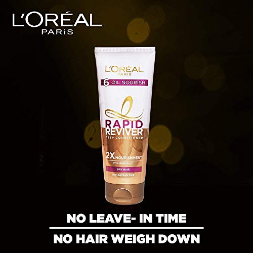 L'Oreal Paris Deep Conditioner, With Micro-Oils, Deeply Nourishes Dry Hair, No-Leave In Time, Rapid Reviver 6 Oil Nourish, 180ml