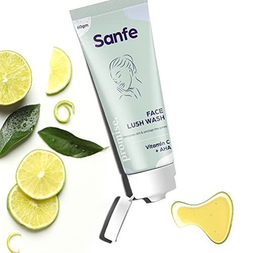 Sanfe.Beauty Promise Vitamin C + AHA Face Lush wash | For All Skin Types, 60gm | Paraben Free, Cleanses Dirt & Unclogs Pores For Men & Women | Retains Moisture Balance for Skin