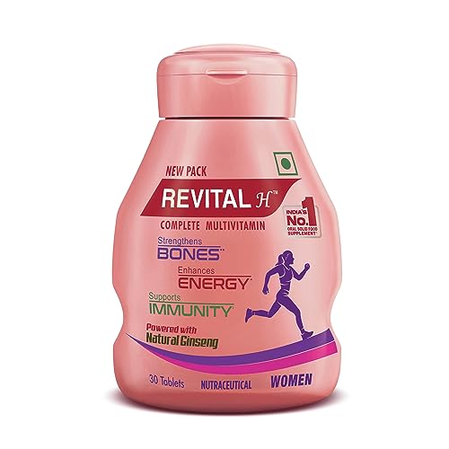 Revital H for Woman with Multivitamins, Calcium, Zinc & Natural Ginseng for Daily Immunity Strong Bones, and Enhances Energy Level - 30 Capsules