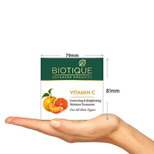 Biotique Vitamin C Correcting and Brightening Non Greasy Face Cream for All Skin Types, 50g | Younger Looking Nourished & Bright Skin | SLS & Paraben Free
