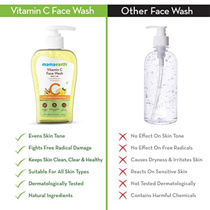 Mamaearth Vitamin C Face Wash with Vitamin C and Turmeric for Skin Illumination - 250ml