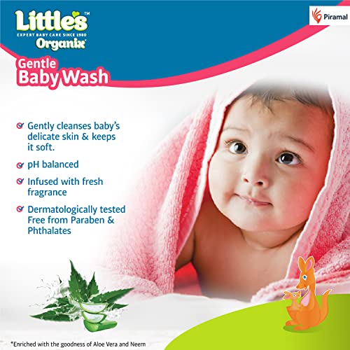 Little's Organix Gentle Baby Wash 400ml - Pump Pack | Dermatologically tested | With Organic Aloe Vera & Neem | pH balanced | All skin types