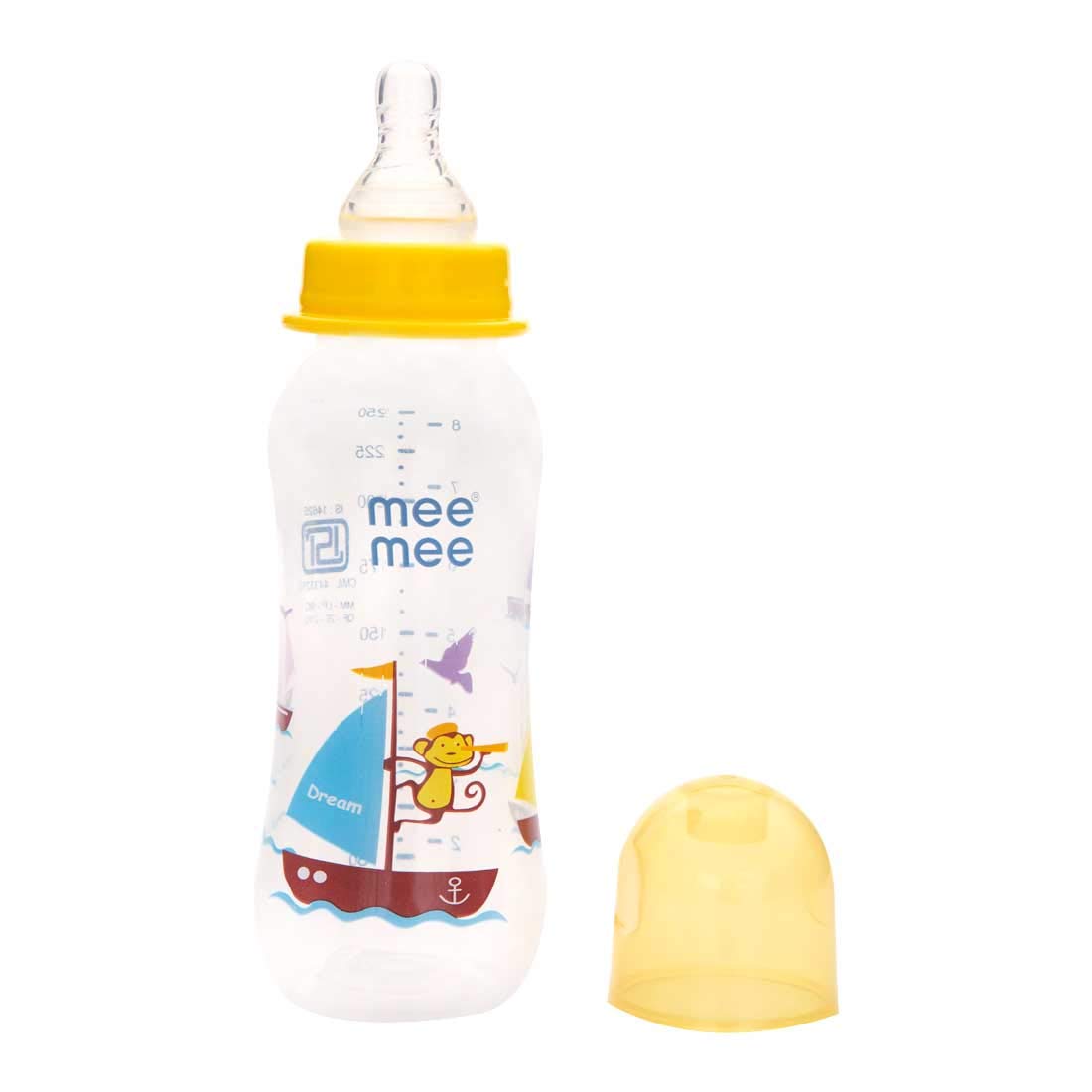 Mee Mee Printed Premium Baby Feeding Bottle ( Yellow, 250ml - Pack of 2)