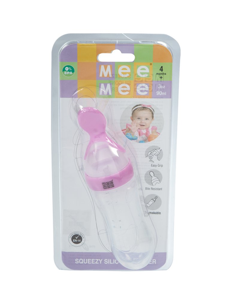 Mee Mee Squeezy Silicone Spoon Food Feeder (pink)
