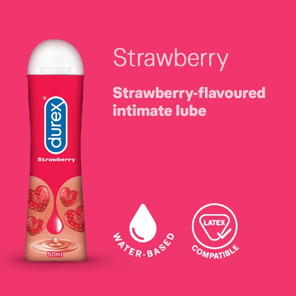 Durex Lube Strawberry Flavoured Lubricant Water based Gel for Men & Women (50ml)