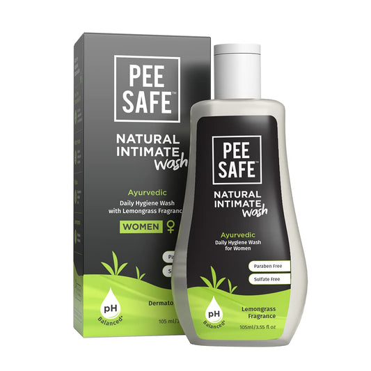 Pee Safe Natural Intimate Wash For Women Ayurvedic Daily Hygiene Wash with Lemongrass Fragrance - 105ml