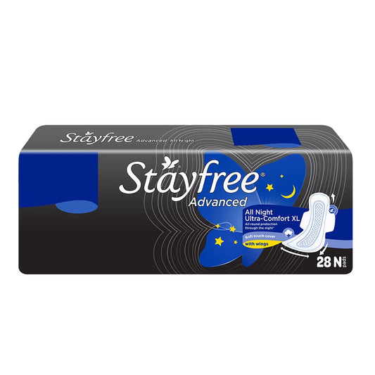 Stayfree Advanced Extra Large All Night Soft Cover Sanitary Pads For Women - 28 Pads