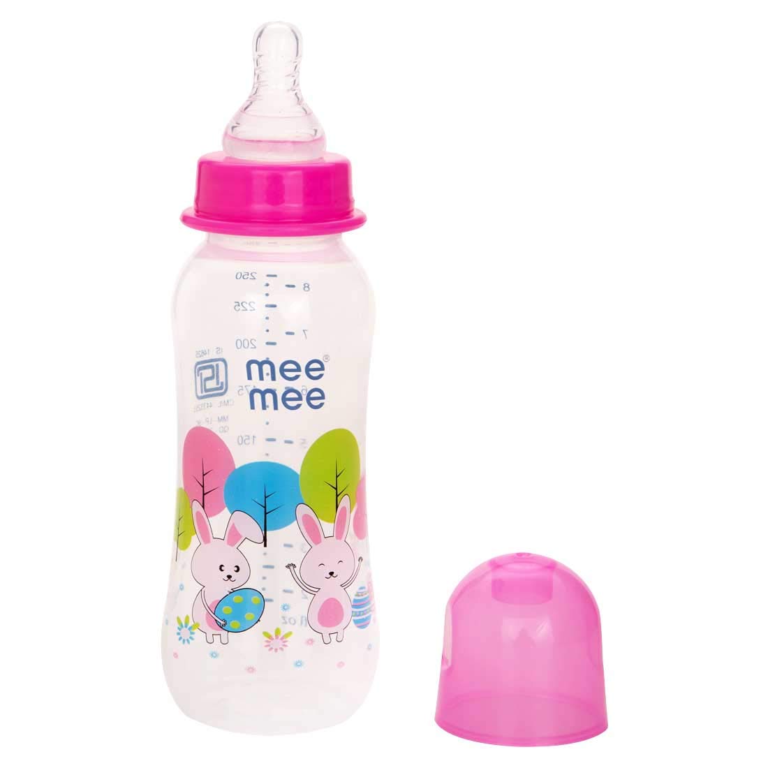 Mee Mee Printed Premium Baby Feeding Bottle ( Light Pink, 250ml - Pack of 2)