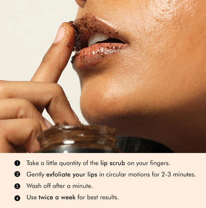 MCaffeine Coffee Lip Scrub for Chapped & Pigmented Lips - Natural, Vegan & Beeswax Free - 12gm