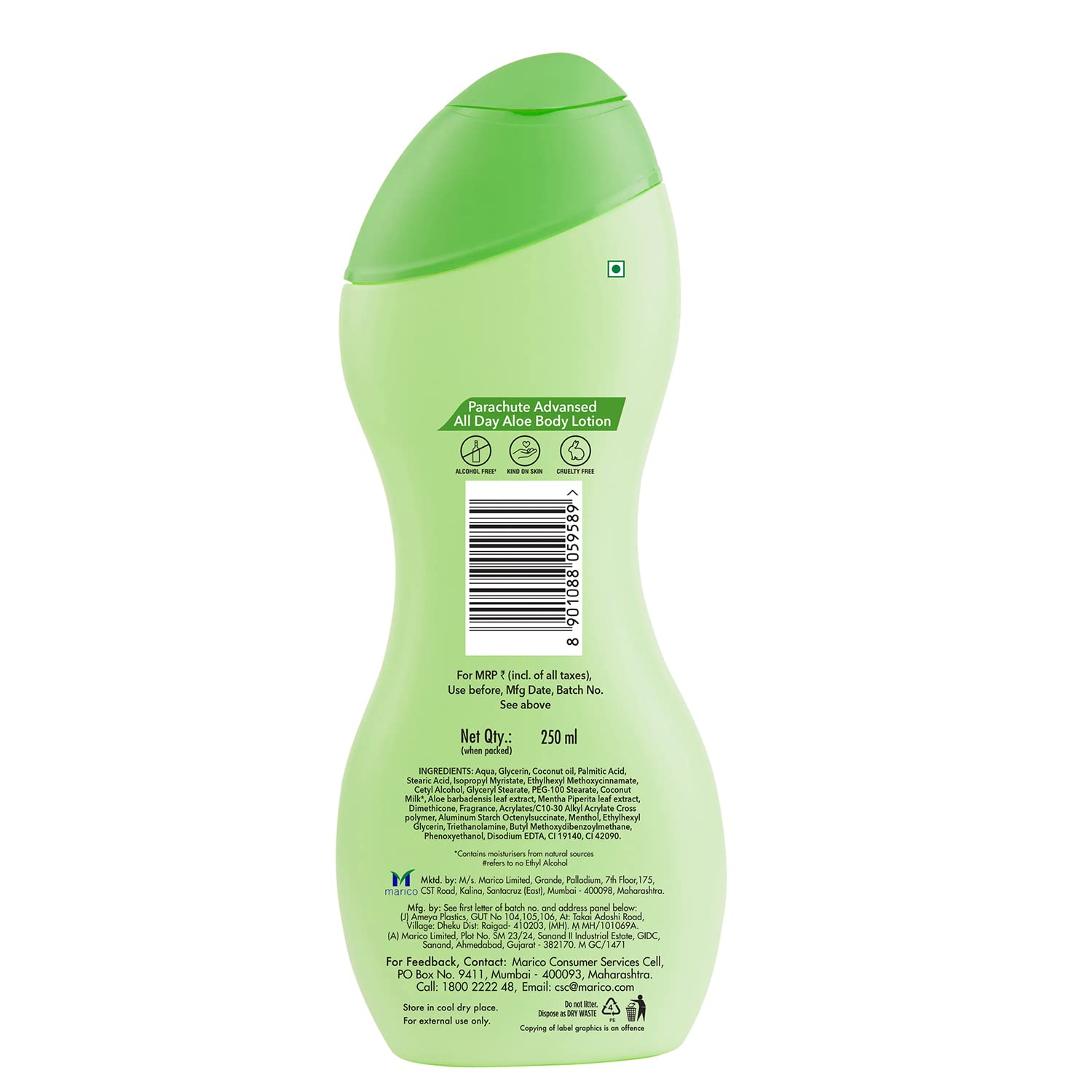 Parachute Advansed All-Day Aloe Body Lotion - Coconut Milk & Aloe Vera Combo Pack - Each (250ml)