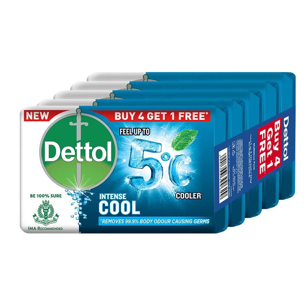 Dettol Cool Menthol Soap Buy 4 Get 1 Free (125GM each), Dettol Cool Menthol Soap 