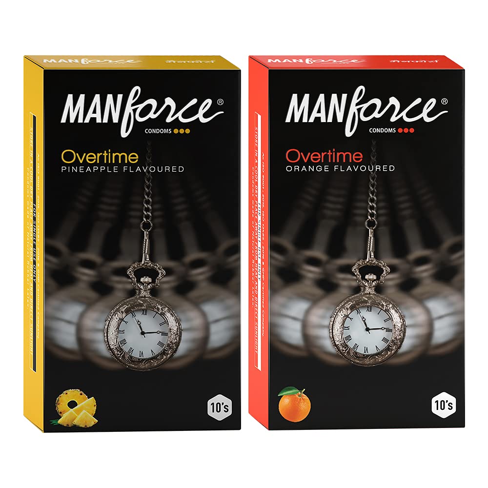 Manforce Overtime Orange & Pineapple Flavoured Condoms - (Pack of 2) 10N each