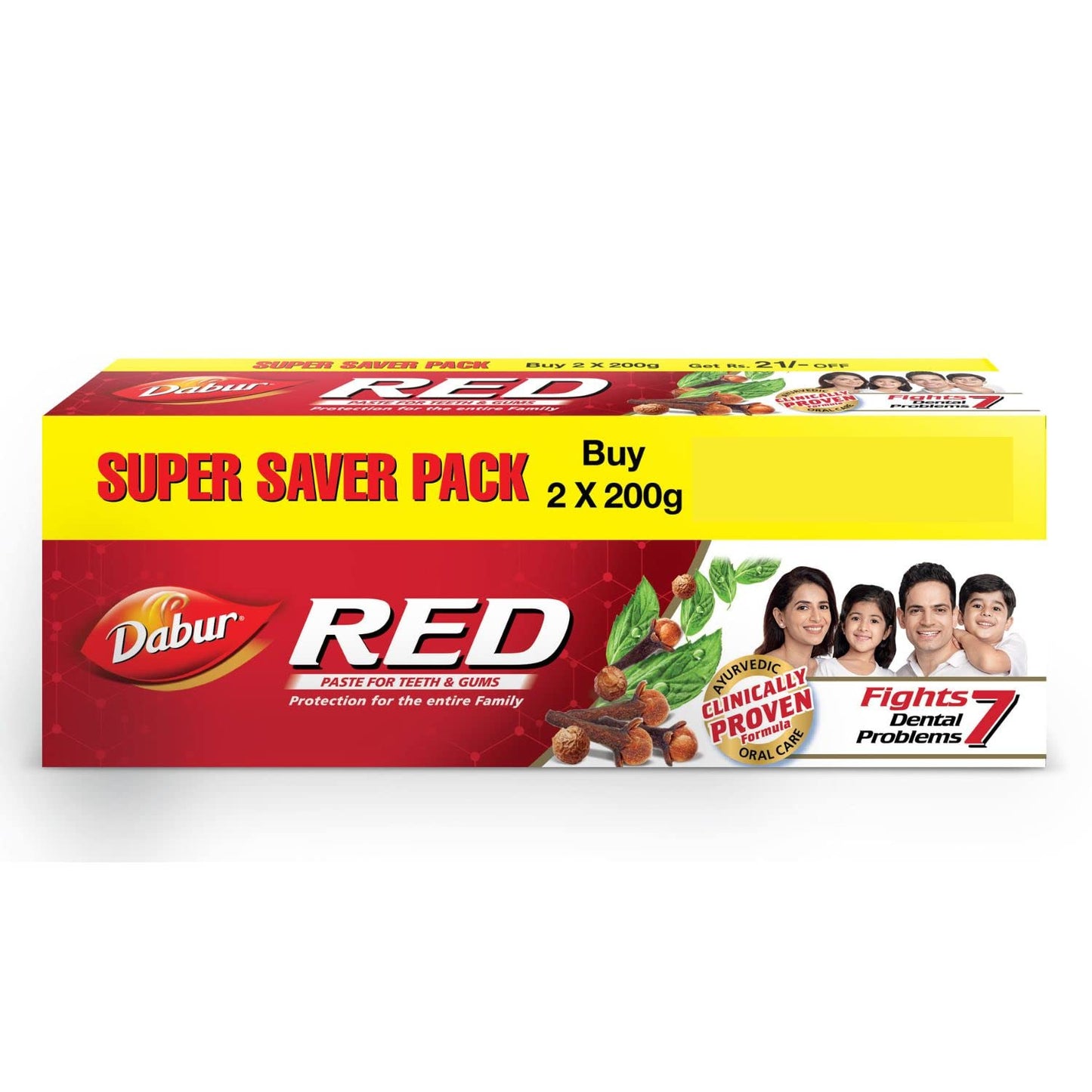 Dabur Red Toothpaste - (200GM each) - Pack of 2,Dabur Red Toothpaste 