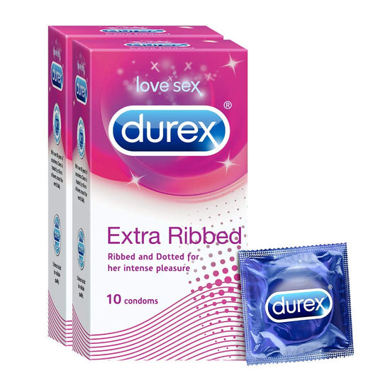 Durex Extra Ribbed Condoms for Men (10 Pieces) - Pack of 2,Durex Extra Ribbed Condoms for Men, condoms