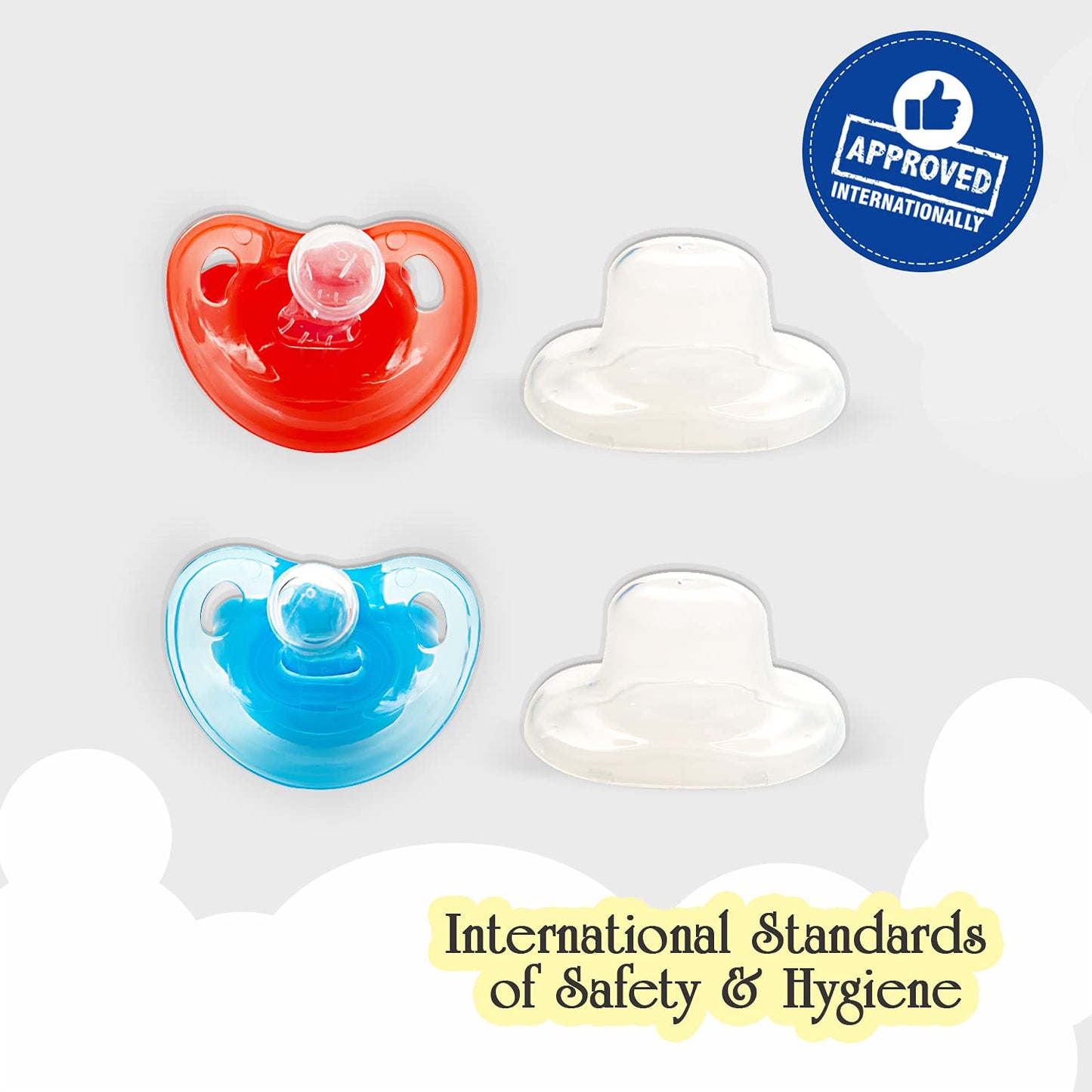 Mee Mee Baby Pacifier Ultra Light Soft Silicone Nipple For 0-6 months + Kids (Blue, Red) - Pack of 2
