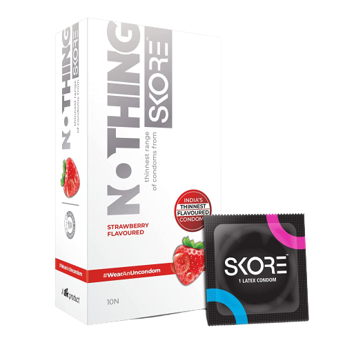 Skore Nothing Thinnest Pleasure Strawberry Flavored Condoms - 10 pieces