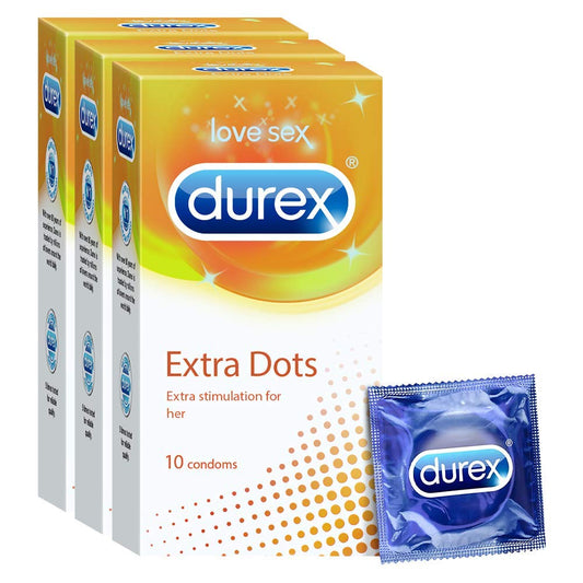 Durex Extra Dots Condoms for Men (10 Pieces) - Pack of 3,Durex Extra Dots Condoms for Men , condoms