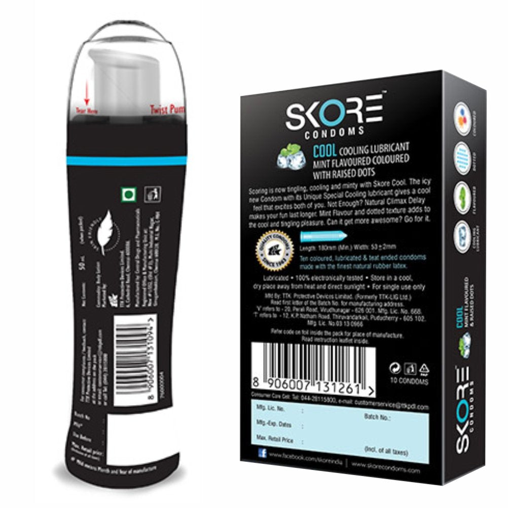 Skore Cool Condoms with Lubes (50ml) - 10 Pieces
