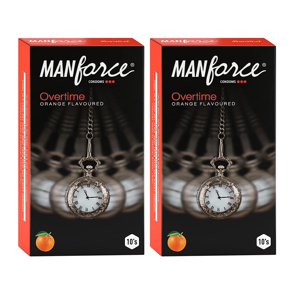 Manforce (Ribbed, Contour, Dotted), Overtime Orange Flavoured- (Pack of 2) 10N Per Pack