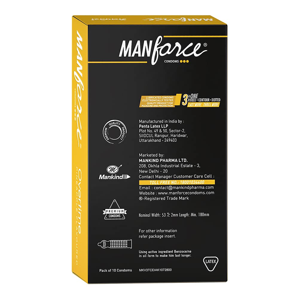 Manforce Overtime Orange & Pineapple Flavoured Condoms - (Pack of 2) 10N each