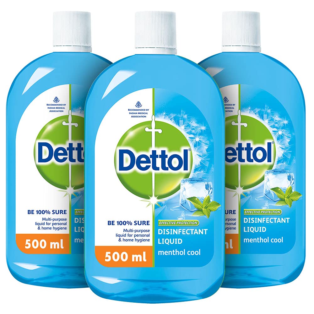 Dettol Disinfectant Liquid Menthol Cool (500ml each) - Pack of 3,Dettol Disinfectant Liquid 