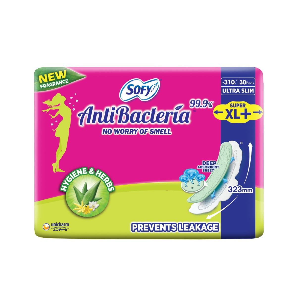 Sofy Antibacteria Sanitary Pads (Super XL Plus) - Pack of 30 Pieces