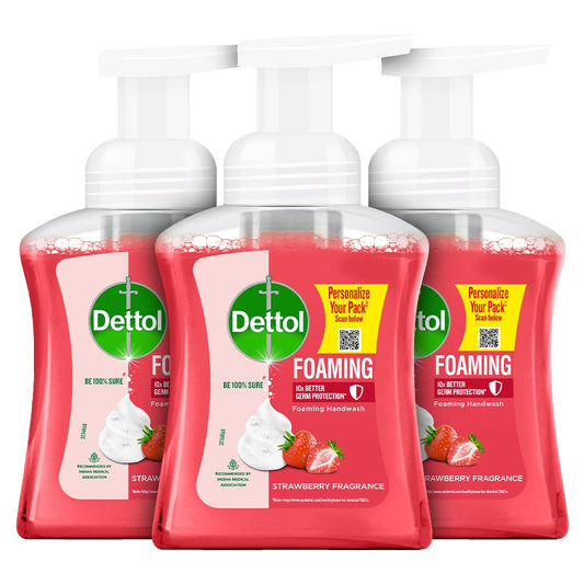 Dettol Foaming Handwash Strawberry (250ml each) - Pack of 3, Dettol Foaming Handwash Strawberry 