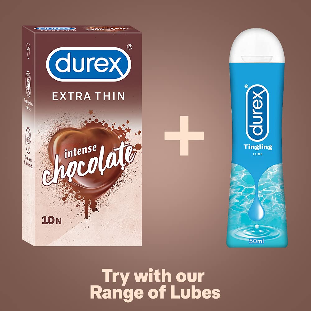 Durex Extra Thin Intense Chocolate Flavoured Condoms For Men - (10 Pieces)