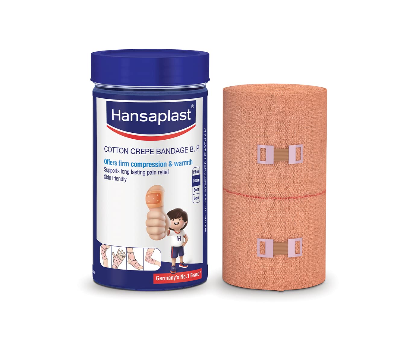 Hansaplast Soft Cotton Pain Relief Crepe Bandage (size 10cm X4m) - Pack of 1, Crepe Bandage