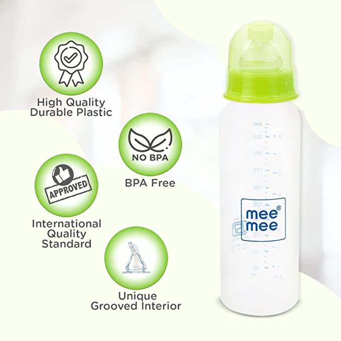 Mee Mee Premium Baby Feeding Bottle (Green-250 ml)