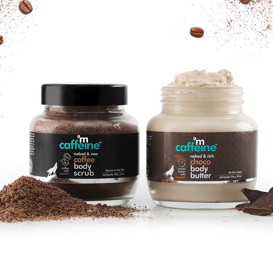 MCaffeine Body Polishing Kit - Exfoliation, Tan Removal & Moisturization - Coffee Body Scrub & Choco Body Butter - 350gm