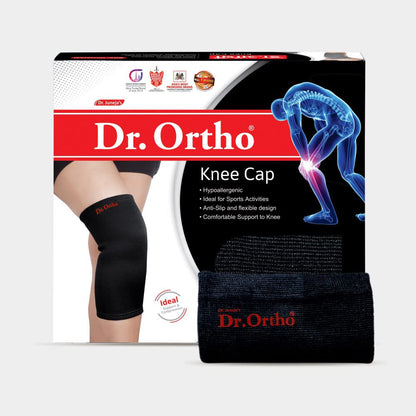 Dr Ortho - Knee Cap for Knee Support (Black,Spandex & Cotton) - Size - Medium ( Pack of 1 Pair)