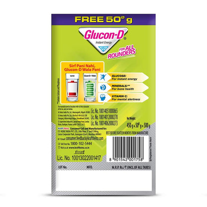 Glucon-D Instant Energy Health Drink (Nimbu Pani) - (450gm + 50gm Free)